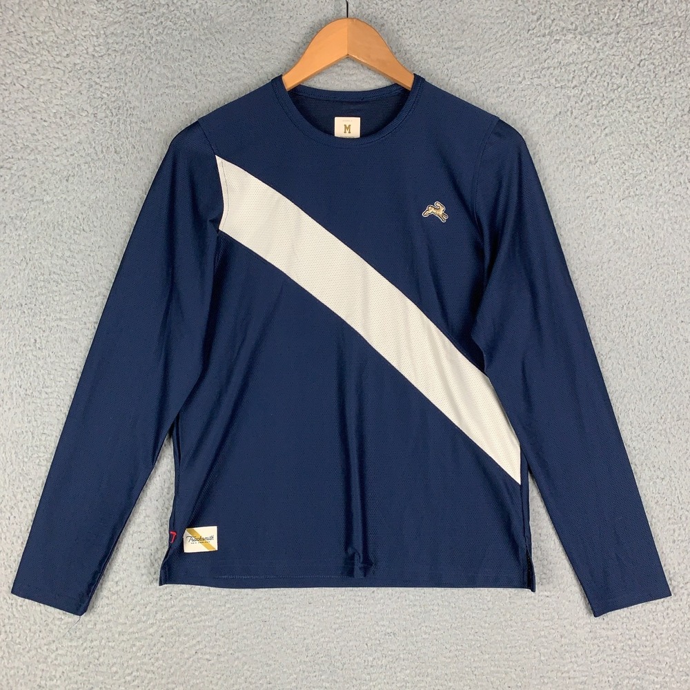 Tracksmith Cortlandt Shirt Women's Medium M Navy/Ivory Long Sleeve Running Mesh